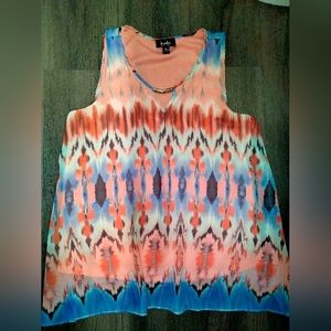 Women's Top, "By&By", size XL, coral/blue/white